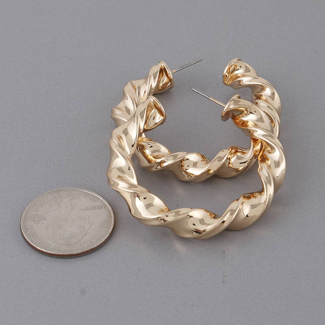 3AM BY H&D ACCESSORIES - Wholesale Hoop Earrings - Twisted Metal Hoop Earrings