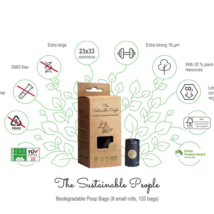 The Sustainable People – Engroshandel Hundepose – Komposterbare hundeposer uden håndtag (120 poser pr. æske)1