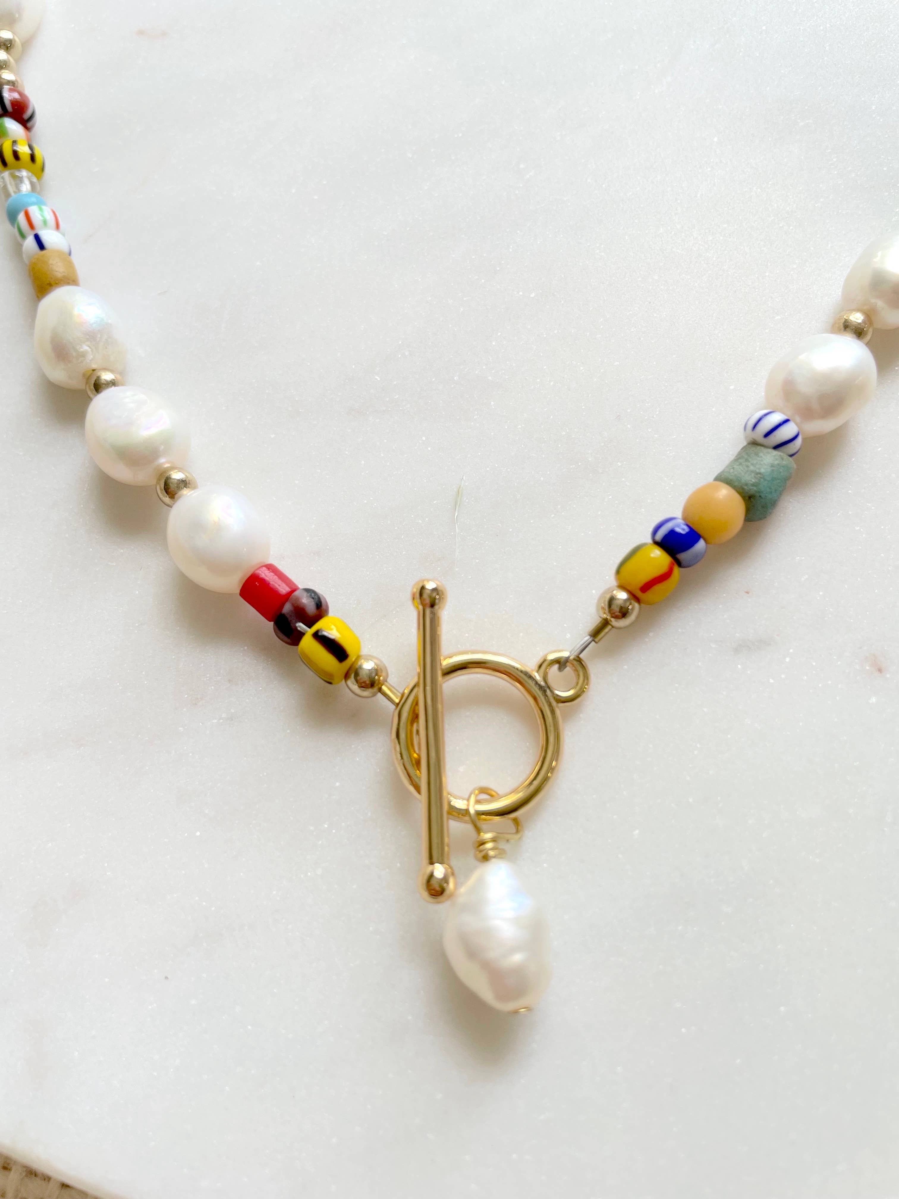 XTRA by Stacey - Wholesale Beaded/pearl necklace - The Daina Necklace - Colorful Freshwater Pearl Front Clasp3