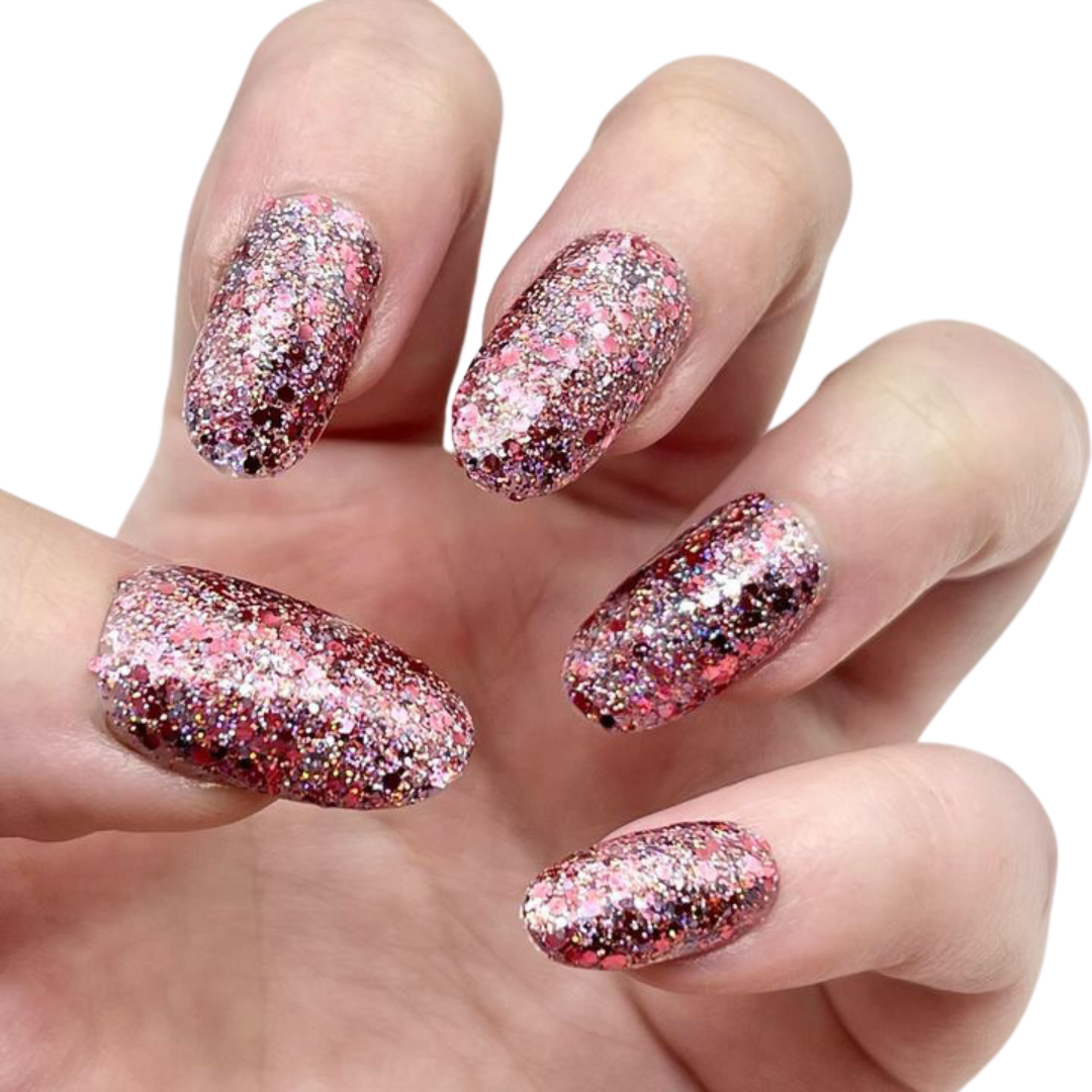 DEMIblue Clean and Vegan Nail Polish - Wholesale Nail Polish - Hot Rocs – Red Shimmer Glitter Vegan Nail Polish2