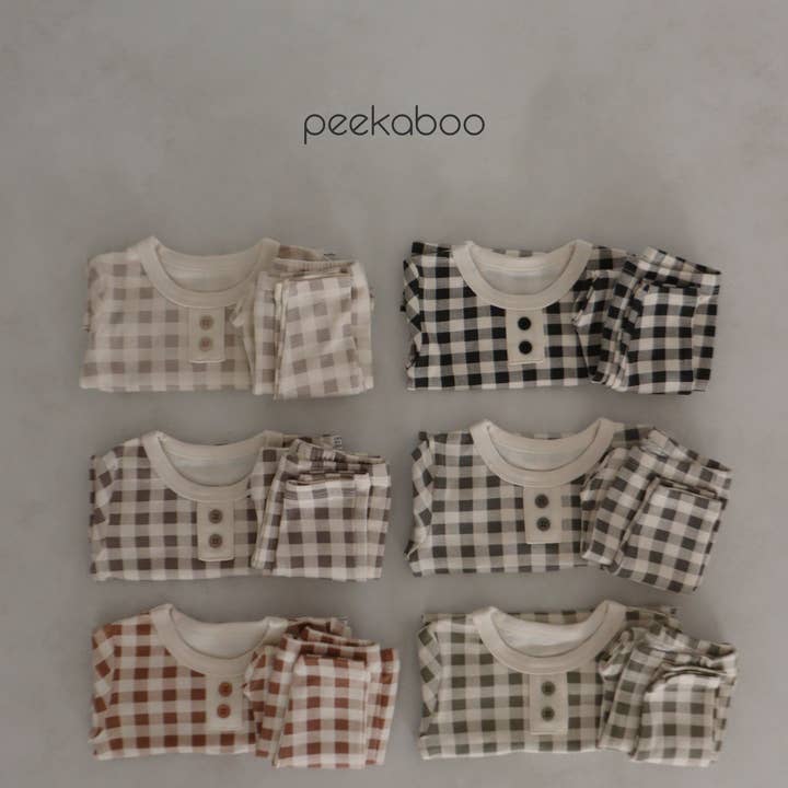 Kinderpyjamaset voor peuters, uniseks, katoen, geruite pyjama, FW voor wholesale door peekaboo