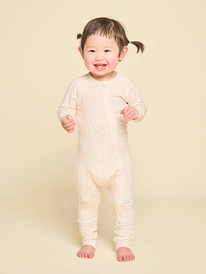 Cushii Softluxe Zip Onesie - Oat Dots for wholesale by Cushii