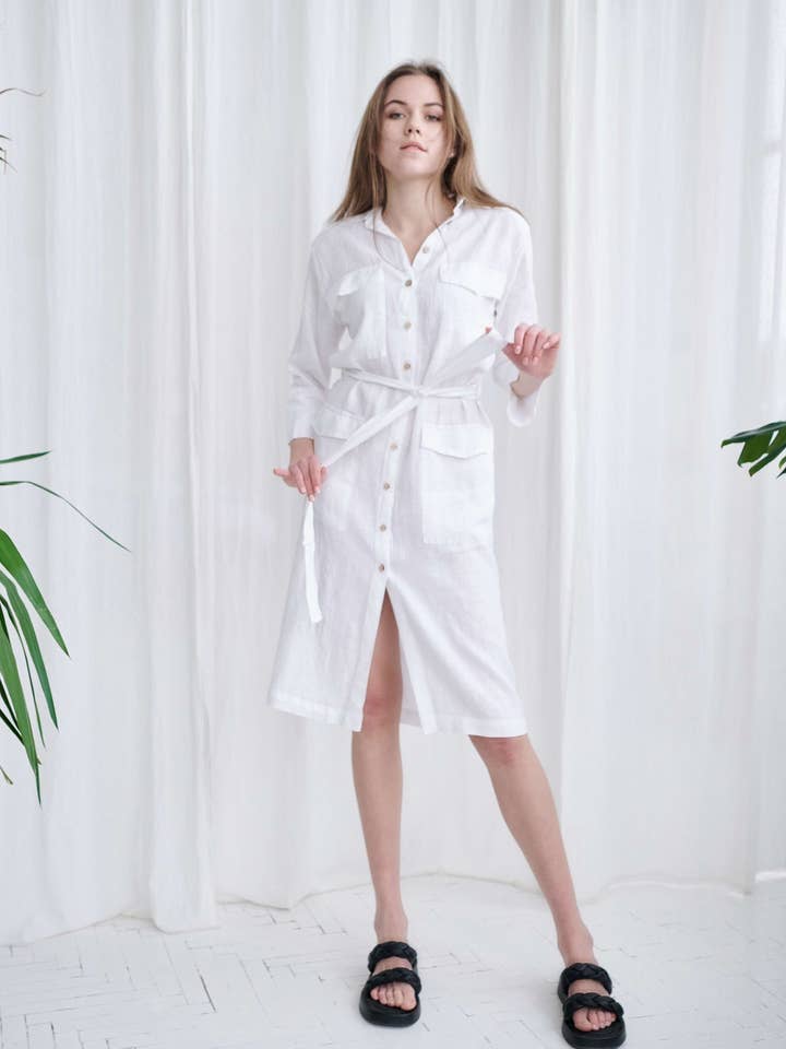 Vestido de lino Pescara para venta al por mayor de VIL'NI