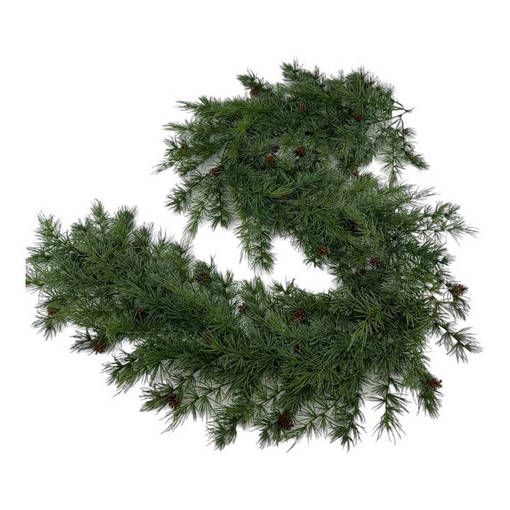 Floratexx – wholesale Artificial plant – Cedar garland with cones 195 cm green