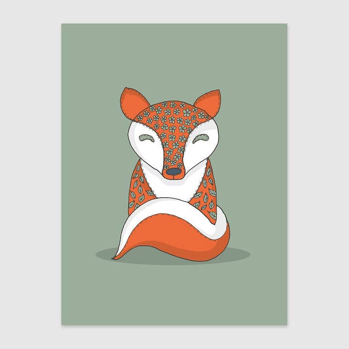 Crafty Fox Art Print, Nursery Wall Art Decor for wholesale by Baldy And The Fidget