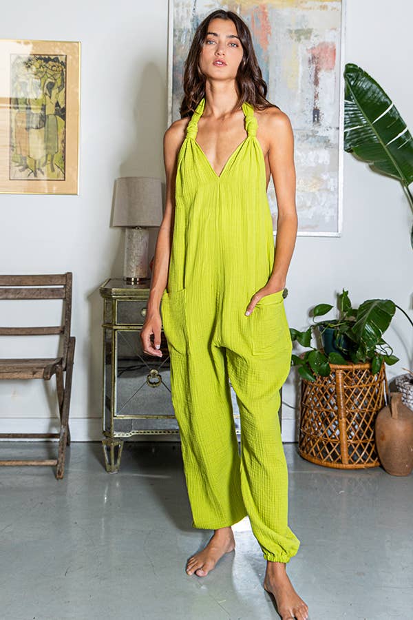 LILAC R5332 Solid Gauze Halter Jumpsuit for wholesale on Faire12