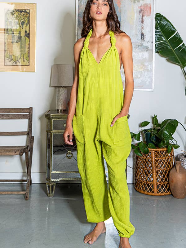 LILAC R5332 Solid Gauze Halter Jumpsuit for wholesale on Faire12