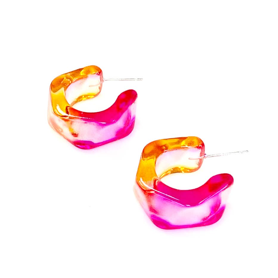 StarryNYC - Wholesale Hoop Earrings - Acetate Geometric Colorful Tie Dyed C Hoop Minimal Earrings1
