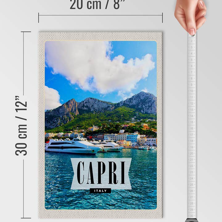 Femer - Vendita all'ingrosso Cartelli - Targa in legno per vacanze al mare a Capri, Italia, 20 x 30 cm