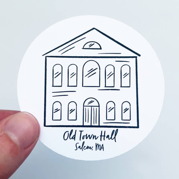 Salem Old Town Hall Sticker for wholesale by Keegsie Designs