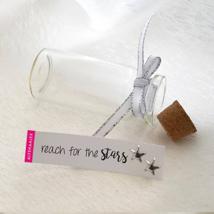 REACH FOR THE STARS - MESSAGE IN A BOTTLE STUDS for wholesale by ALYSHAALEX