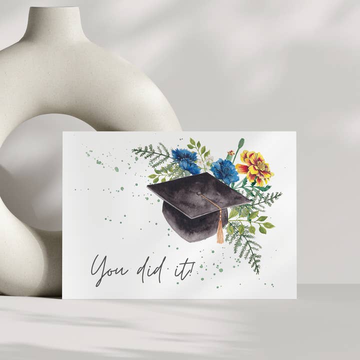 Liz Pope Designs – wholesale Graduation card – Graduation Card, hand painted floral card, Congratulations