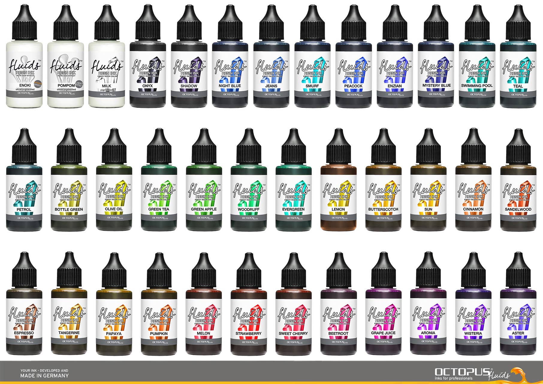 Octopus Concept GmbH - Wholesale Craft Supplies - 9x 30 ml Octopus Fluids Resin Ink Set LIGHT, for Epoxy Resin2