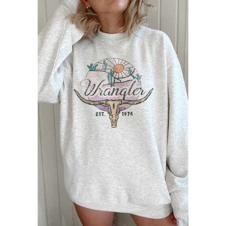 WRANGLER LONGHORN Oversized Graphic Sweatshirt for wholesale by A. BLUSH CO