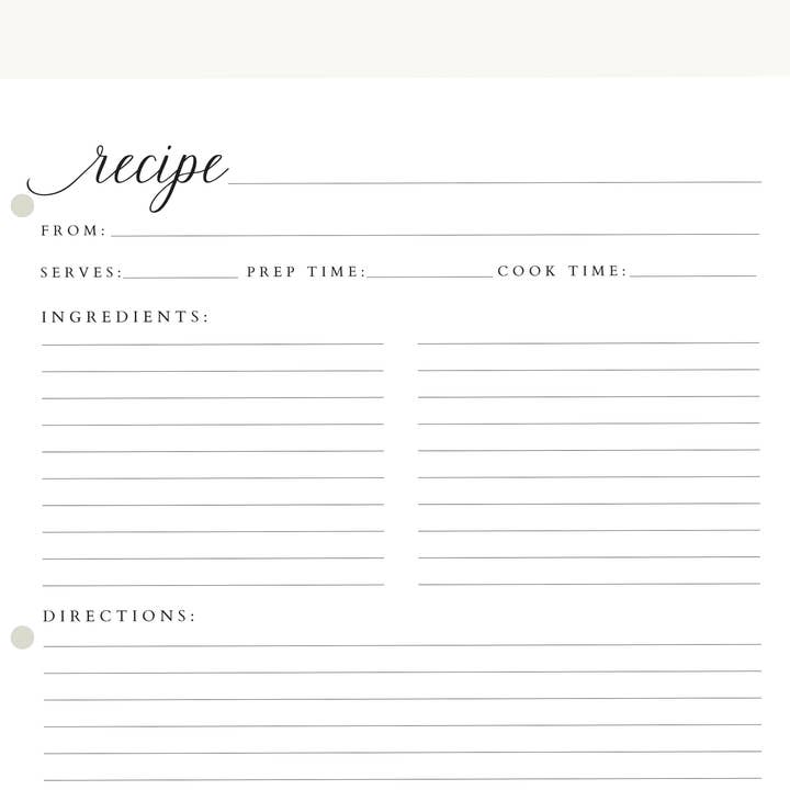 Recipe Binder Filler Paper Package-Minimalist design-2 for wholesale by Rural Girl Studio