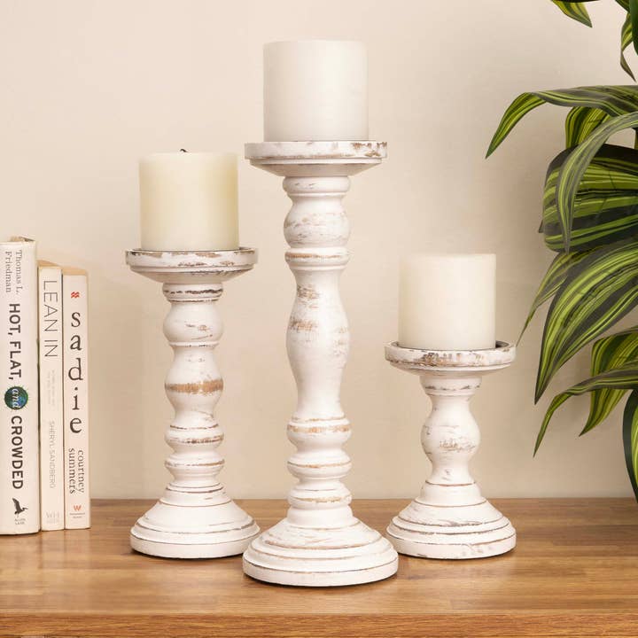 LuxeDesigns Co LLC - Wholesale Candle Holder - Wooden Candle Holders for Tall Pillar Candles Set of 31