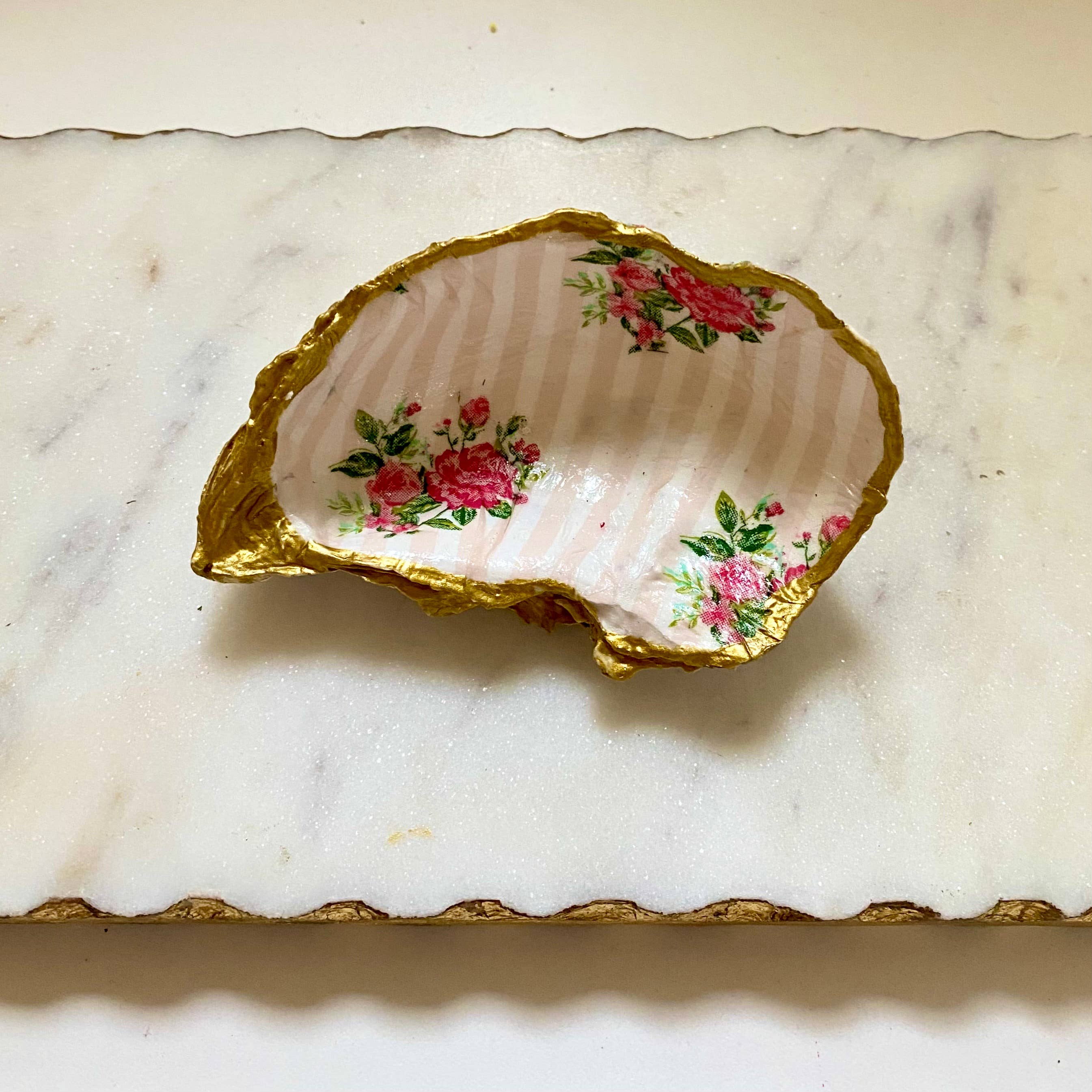 Del Mar Designs DC - Wholesale Jewelry Dish - Striped Rose Oyster Shell Jewelry Dish3