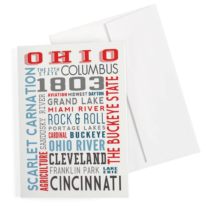 GREETING CARD Ohio, Typography for wholesale by Lantern Press