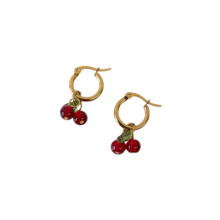 Jenny Be Free - Wholesale Hoop Earrings - Hoops: Charming Cherries