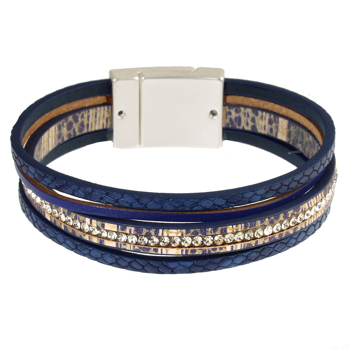 Origin Jewelry - Wholesale Bangle Bracelet - Multi strand Crystal and vegan leather Bracelet3