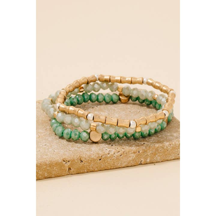 Anarchy Street - Wholesale Beaded Bracelet - Metallic And Faceted Beaded Bracelet Set