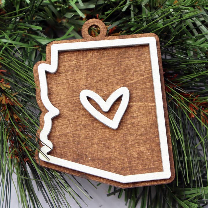 Enfeite de Natal de Madeira em camadas do Arizona por atacado de The Trendy Traveler