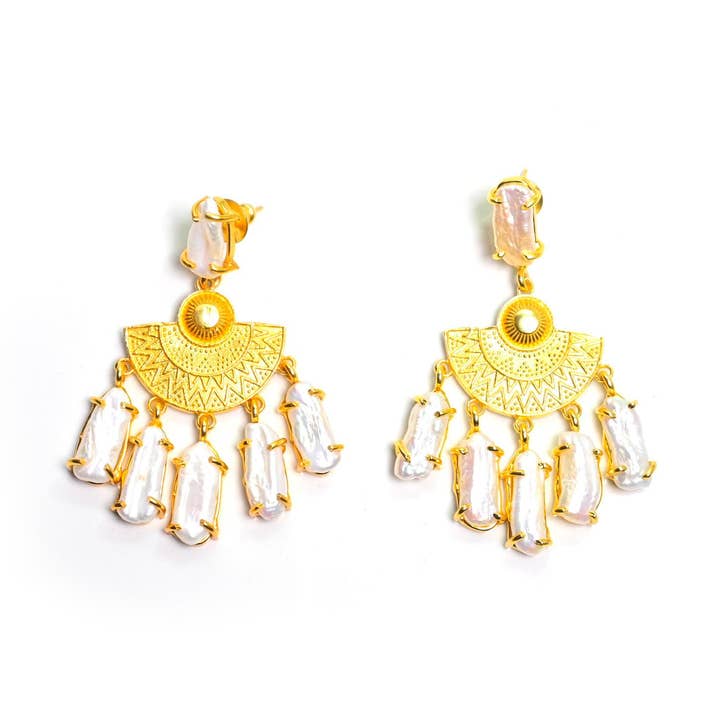 Xena (Baroque Pearl) Statement oorbellen voor wholesale door Gemajesty Jewellery