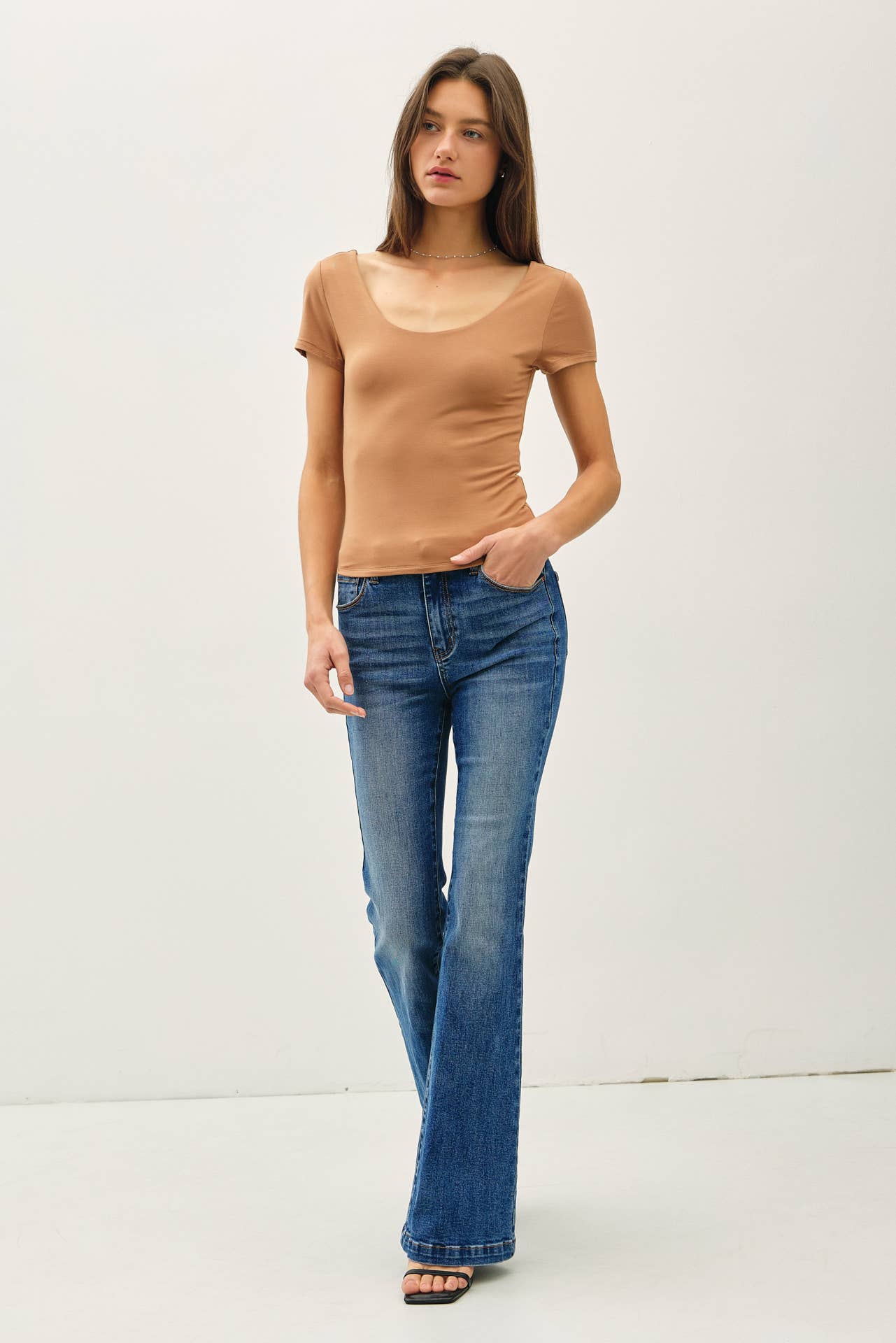 Be Cool - Wholesale T-Shirt - Women's - [SOFT CORE] BASIC DOUBLE LINED SCOOP NECK CAP SLEEVE TOP 8