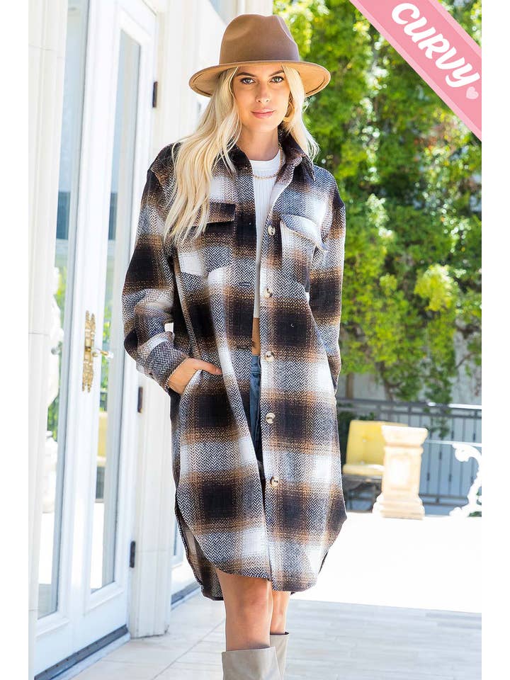 Sweet Lovely by Jen - Wholesale Shirt Jacket/Shacket - Women's - PLUS SIZE SHACKET /PLAID COAT41