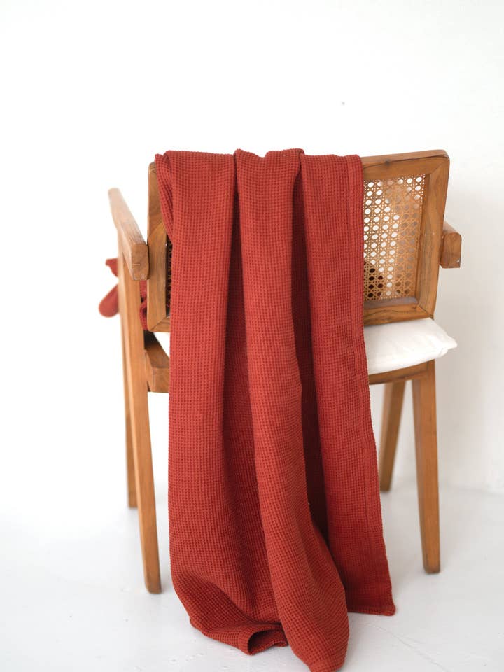 Linen Waffle Blanket/Throw BB001 In Cinamon Stick Colour for wholesale by Unique Linen