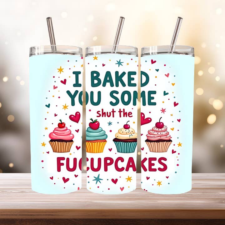 Shut The Fucupcakes Tumbler, 20 oz. Stainless Steel for wholesale by Stencil Art Canada