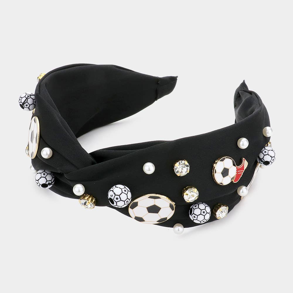 Sensibling Corp. - Vente Bandeau – femme - Bandeau torsadé orné de chaussures de football Pearl Stone0