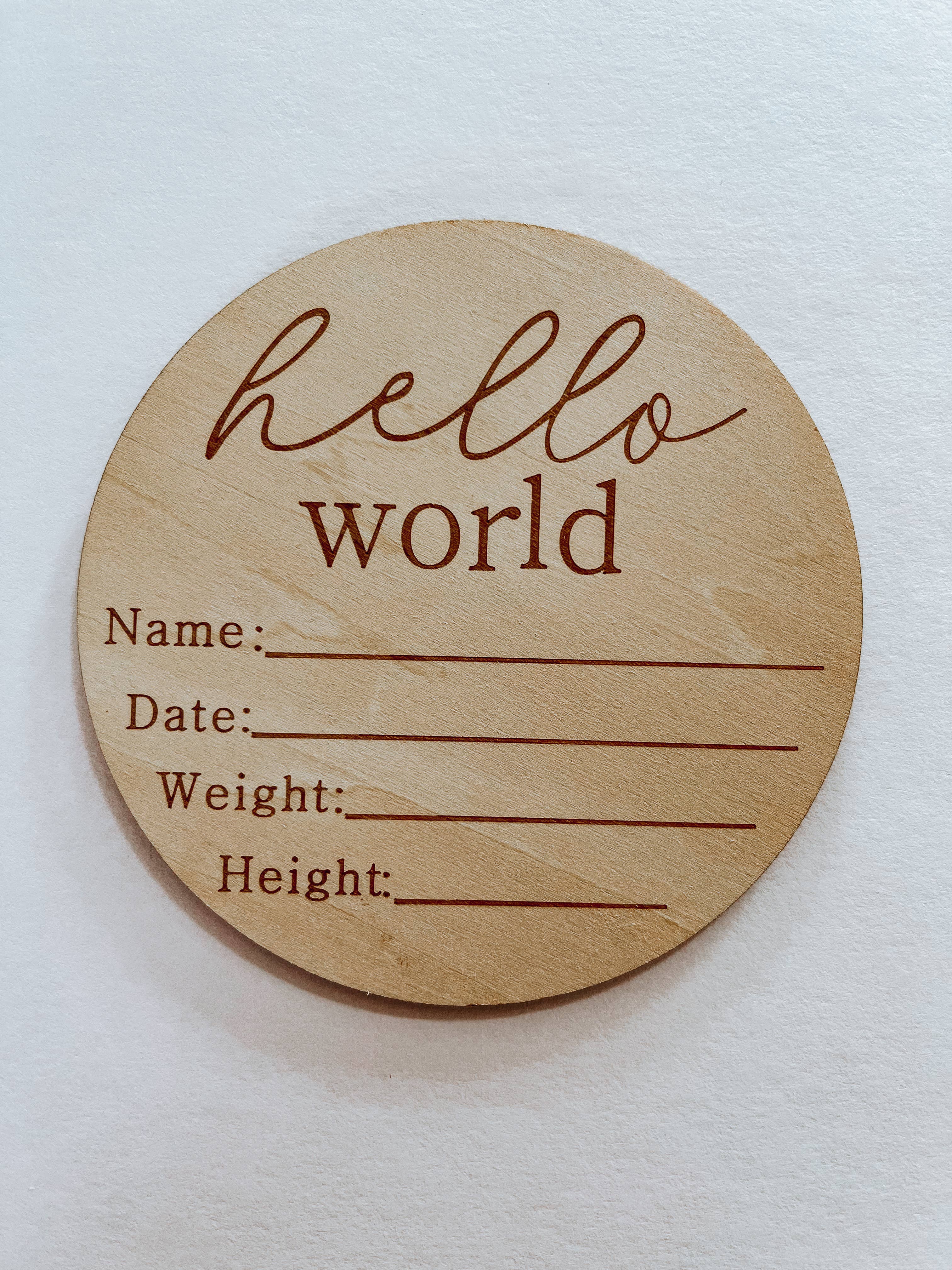 Boho + Babe - Wholesale Milestone Art/Keepsake - Kids & Baby - Hello World Birth Announcement Disc1