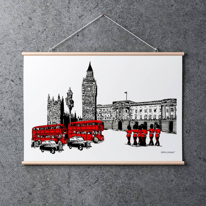 Impression artistique de la relève de la Garde de Londres - Impression giclée pour la vente par Katie Clement Illustration