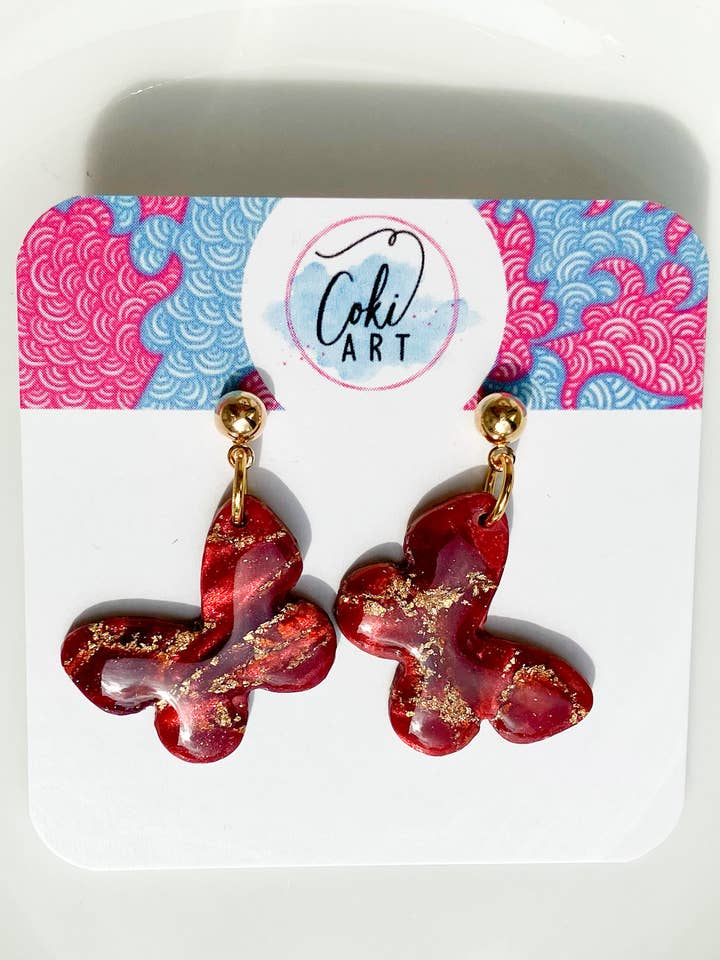 Butterflies in Burgundy and Gold | Spring | Handmade for wholesale by Coki Art