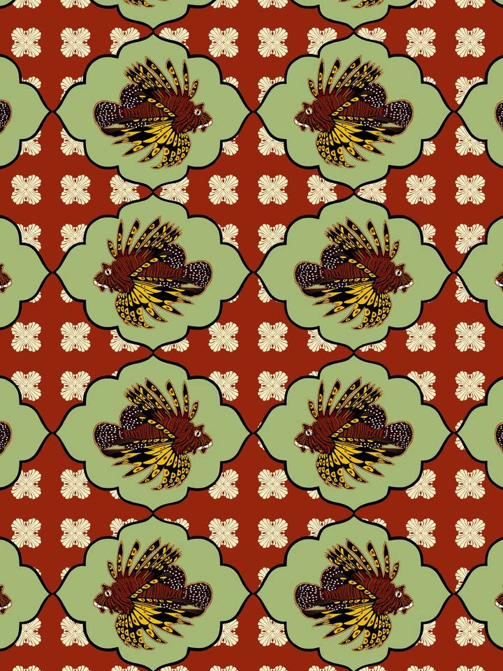 Geschenkpapier mit Rotfeuerfisch-Motiv für den Großhandel von Kate Blairstone