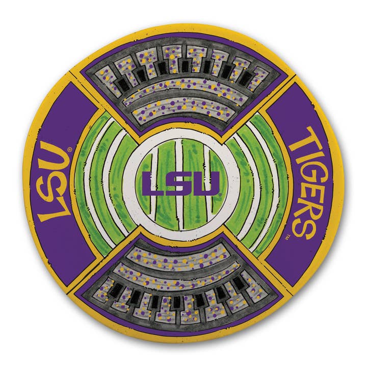 13.5" LSU Round Stadium Platter for wholesale by MAGNOLIA LANE