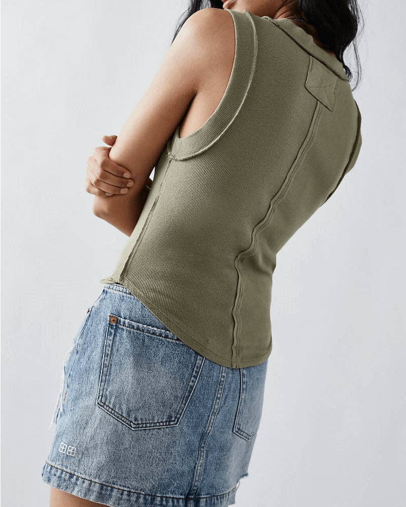 Sweetkama - Wholesale Tank Top - Women's - Ladies Ribbed Sleeveless Tank Top SKT2785