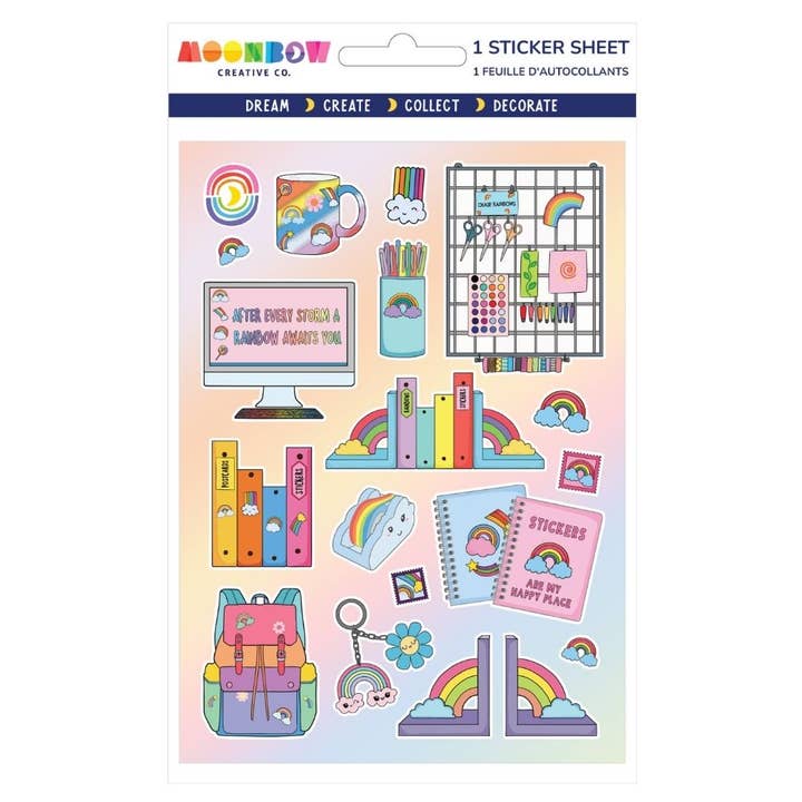 Color My Desk Glossy Sticker Sheet
for wholesale by Moonbow Creative Co.