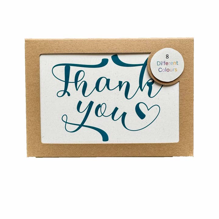 Tall Order - Wholesale Stationery/Notecard Set - Multicolour Calligraphy Thank You Note Card Pack - Recycled12