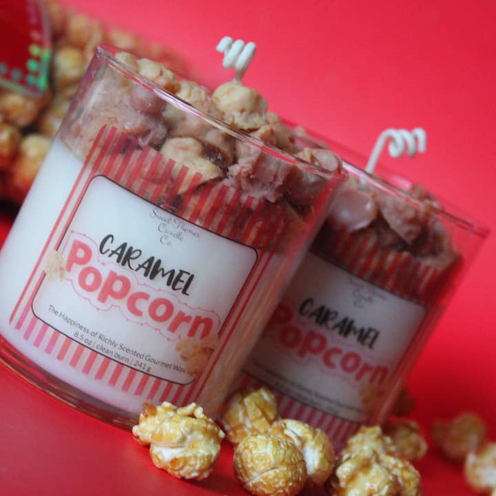 Sweet Themes Candle Co. - Wholesale Jar/Filled Candle - Caramel Popcorn - smells like Movie Night1