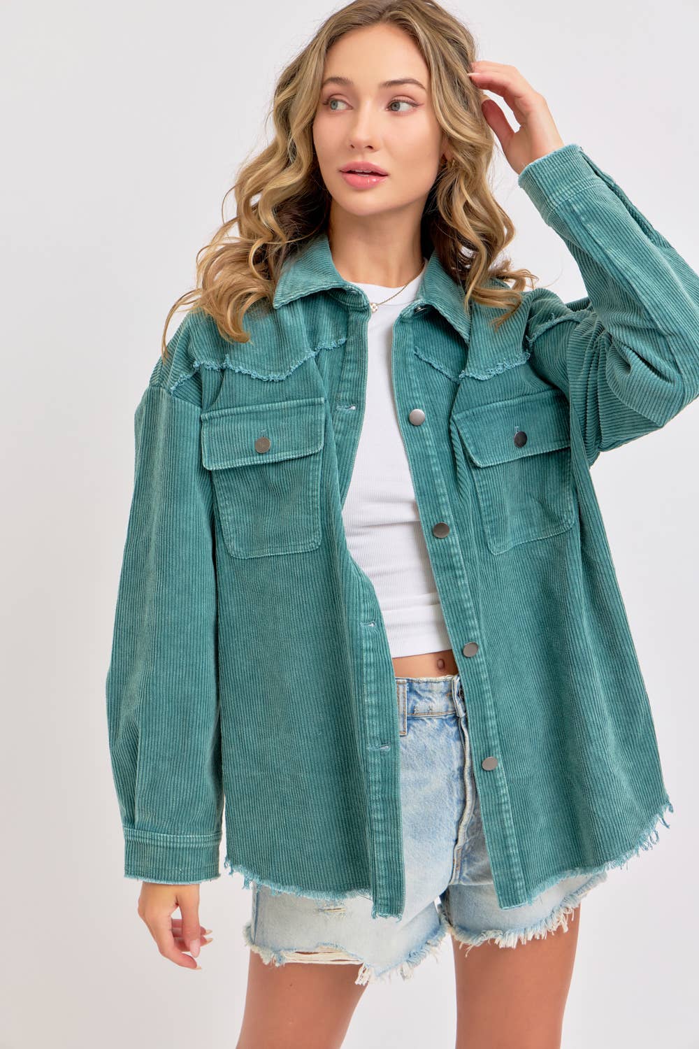 Sweet Lovely by Jen - Wholesale Shirt Jacket/Shacket - Women's -  CORDUROY SHACKET MINERAL WASHED COWBOY WESTERN COMBINED24