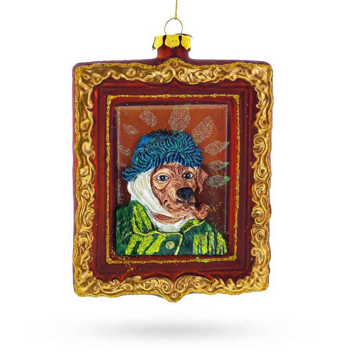 BestPysanky - Wholesale Ornament - Van Gogh geïnspireerde hondenportret glazen kerstornament