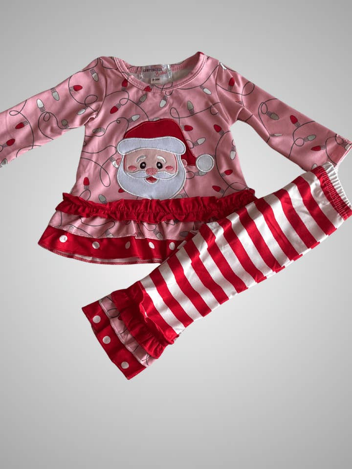 Cowpuncher Babe - Wholesale Top & Pant Set - Kids - SANTA SPARKLE RUFFLE SET1