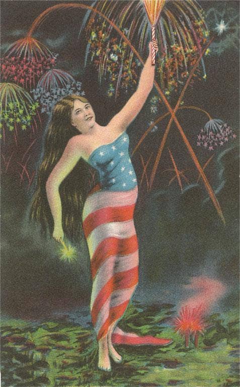 Found Image Press - Wholesale Postcard - Postcard PT-231 Woman Wrapped in Flag0