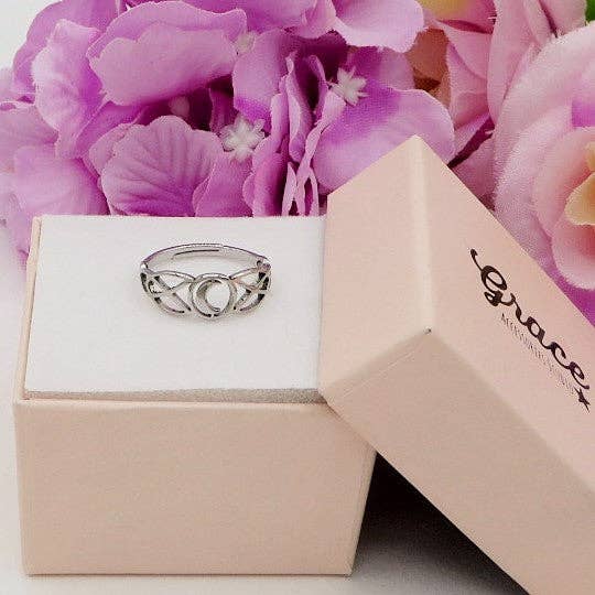 Daemon srls - Wholesale Band/Stacked Ring - MOON ~ Anello regolabile Luna in ACCIAIO INOSSIDABILE3