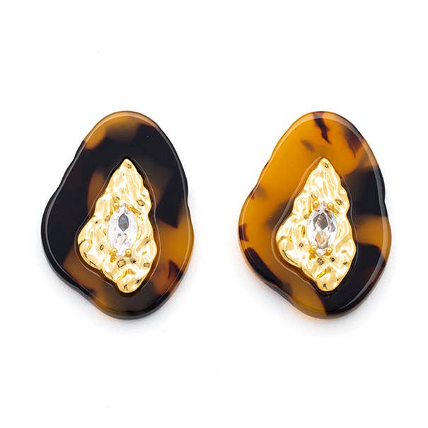 Oorbellen in staal, eivormige vorm, acrylhars voor wholesale door Bijoux 7bis