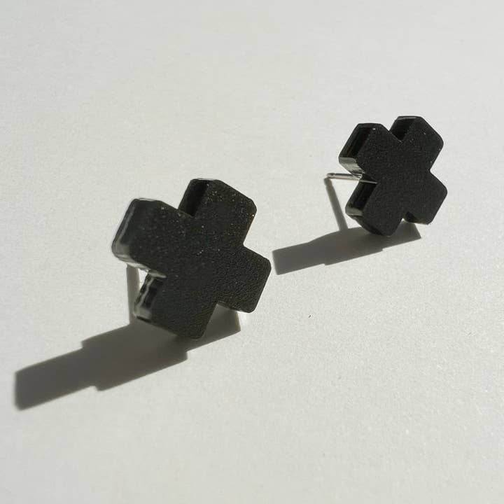 Mingled – wholesale Stud/post earrings – Black Cross Stud Earrings - Small Cross Earrings, Minimalist9
