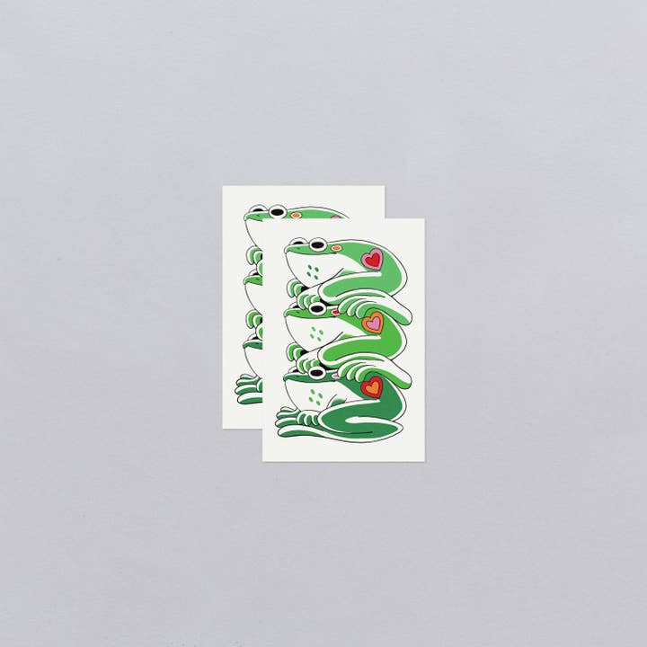 Tattly - Wholesale Temporary Tattoo - Frog Stack Tattoo Pair