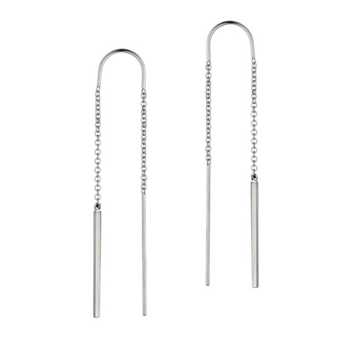 Something Silver – Brincos de argola por atacado – Brincos de Fio Quadrado com Barra Suspensa2